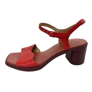 Camper Meda Womens Red Leather Square Toe Block Heel Ankle Strap Sandals 36 US 6
